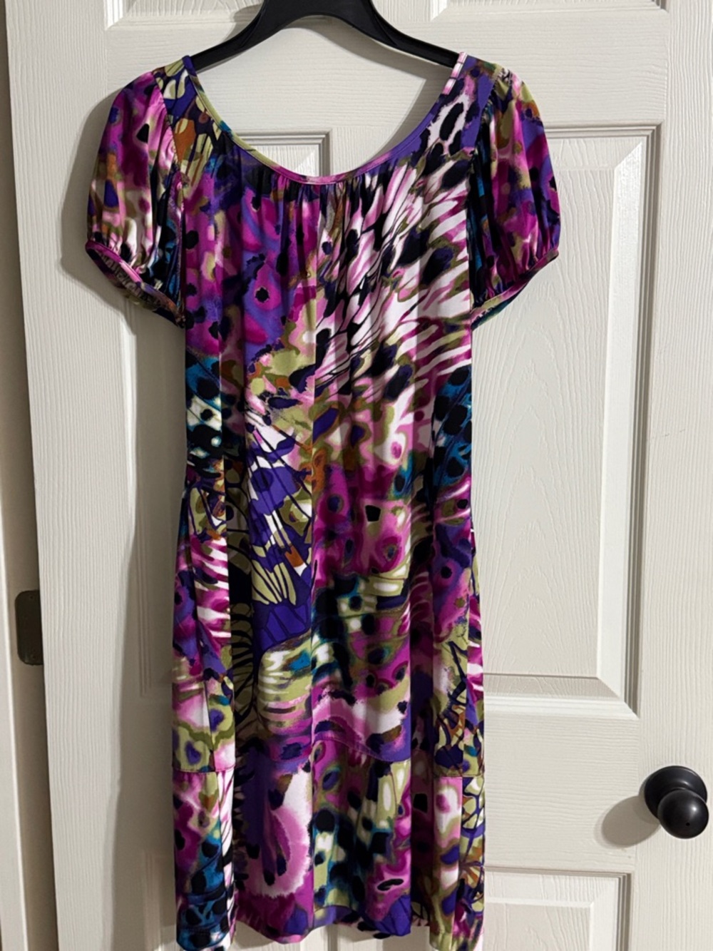 Rabbit Rabbit Rabbit Purple and Pink Abstract Scoop Neck Dress - Picture 3 of 7